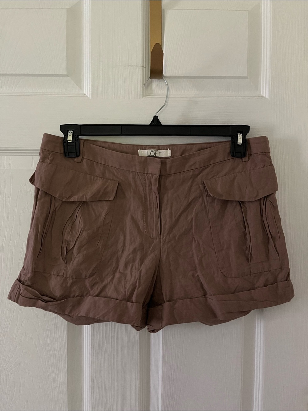 LOFT Women's Tan Roll-Cuff Utility Shorts